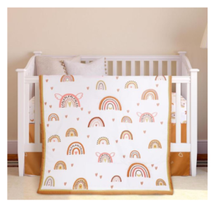 Ganeen 3-Piece Boho Rainbow Crib Bedding Set for Boys and Girls