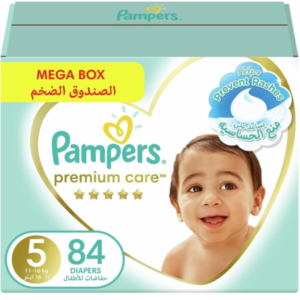 Pampers Premium Care Size 5 diapers ,Taped Diapers, 11-16kg, Unique Softest Absorption for Ultimate Skin Protection, 84 Count