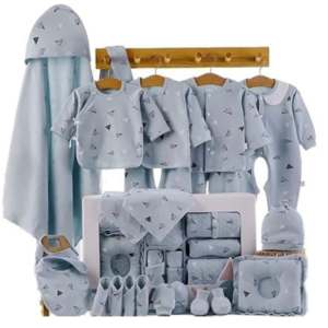 Baby Newborn Essentials Layette Gift Set with Box 22 Piece Baby Girl Boys Gifts Premium Cotton Baby Clothes Accessories Set Fits Newborn Baby Suit Set Cuddle Strap Bib Gloves Saliva Towel Pillow